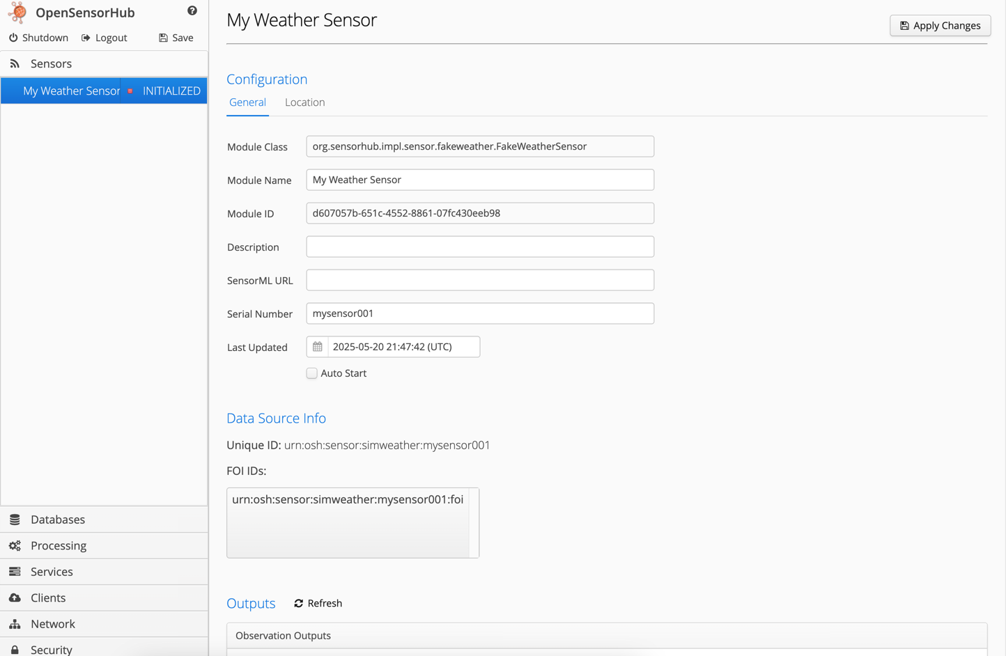 Sensor initialization with new configuration